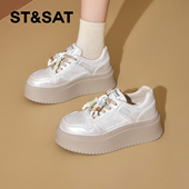 百搭休闲鞋 星期六厚底小白鞋 子 增高松糕底板鞋 时尚 女2026新款 春季