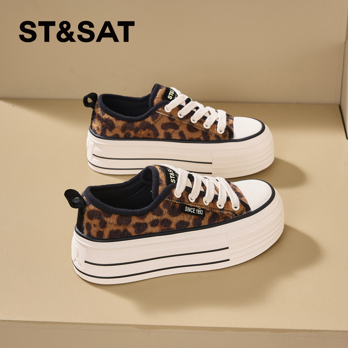 星期六厚底板鞋女2025新款秋季时尚百搭休闲鞋复古增高帆布鞋子女