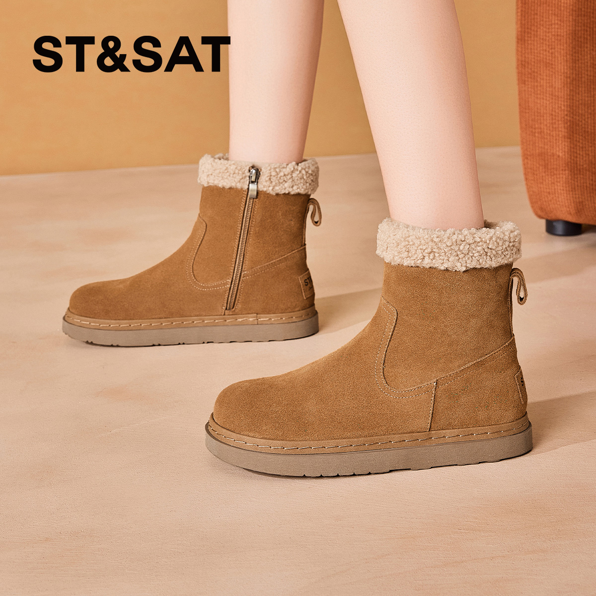 星期六加绒加厚雪地靴女保暖外穿