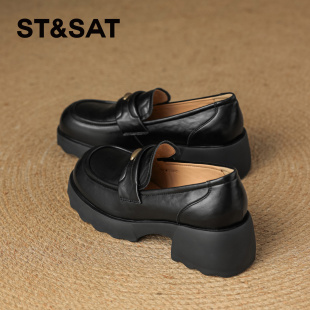 子舒适百搭单鞋 厚底粗跟英伦风小皮鞋 女2025新款 星期六复古乐福鞋