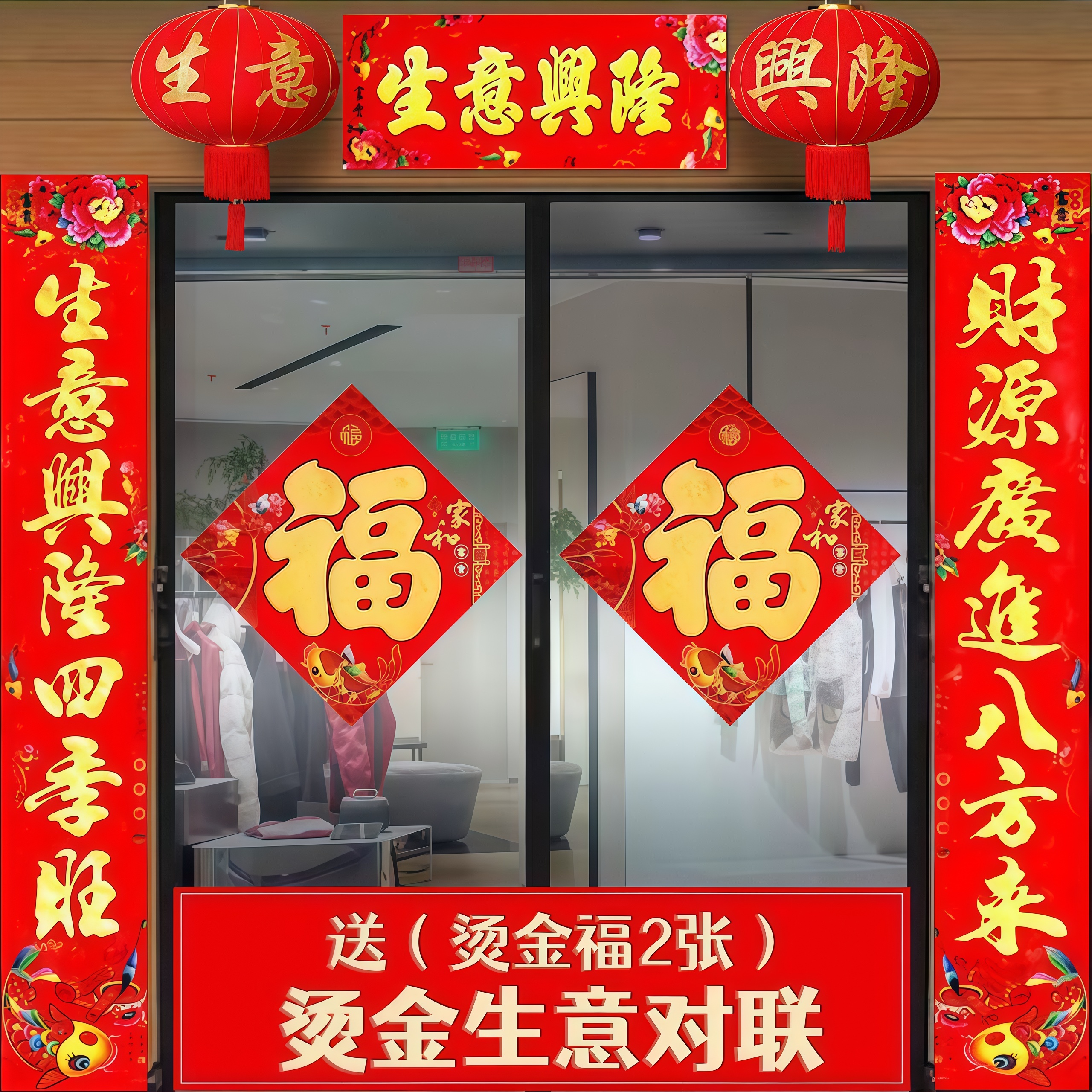 生意对联生意兴隆门联公司商场开业对联财源广进生意联办公对联