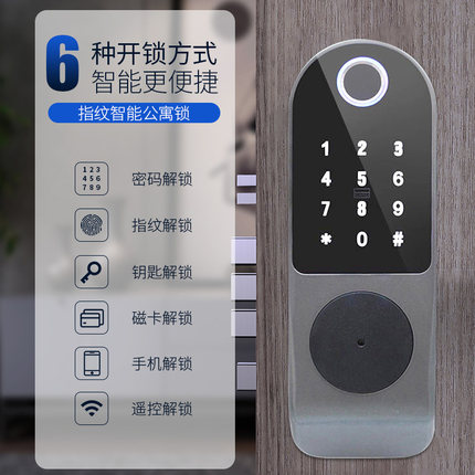 指纹锁密码锁户外大门入户锁出租房刷卡智能铁门老式牛头锁公寓门