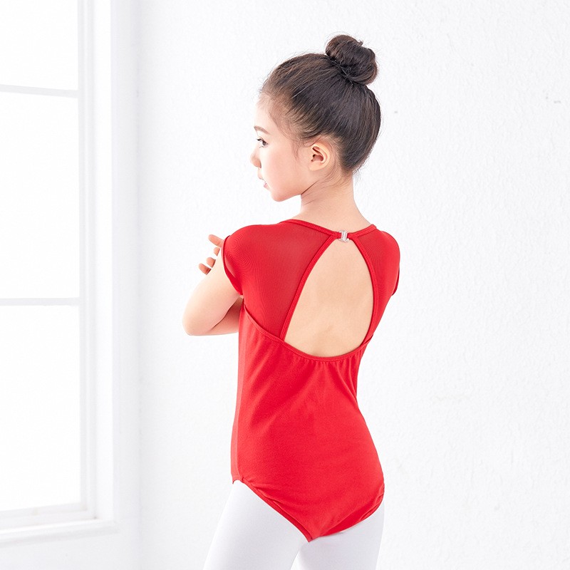 舞蹈服儿童芭蕾舞练功服后背软网连体服女童开裆表演服拉丁演出服
