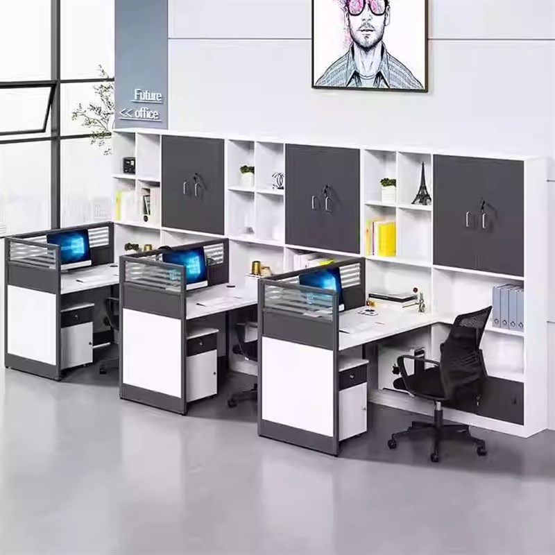 卡座办公桌高柜双人面对面员工财务桌财务室屏风工位办公桌椅组合