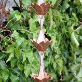 蓝树叶雨链排水链天沟雨水落水链别墅寺庙装 饰屋檐雨水接水链雨铃