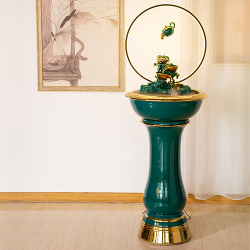 新中式流水摆件室内客厅电视柜旁循环水喷泉落地新居开业招财景观