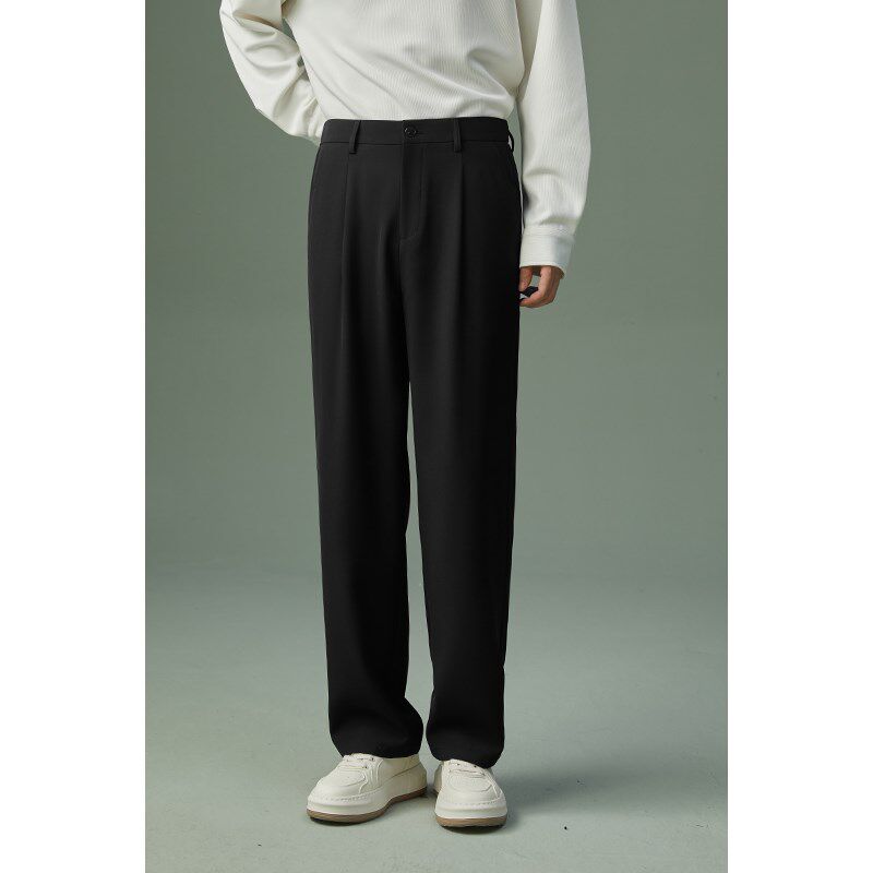 w2x春秋季新款直筒宽松弹力休闲裤男垂坠感小西装裤高级感长裤子