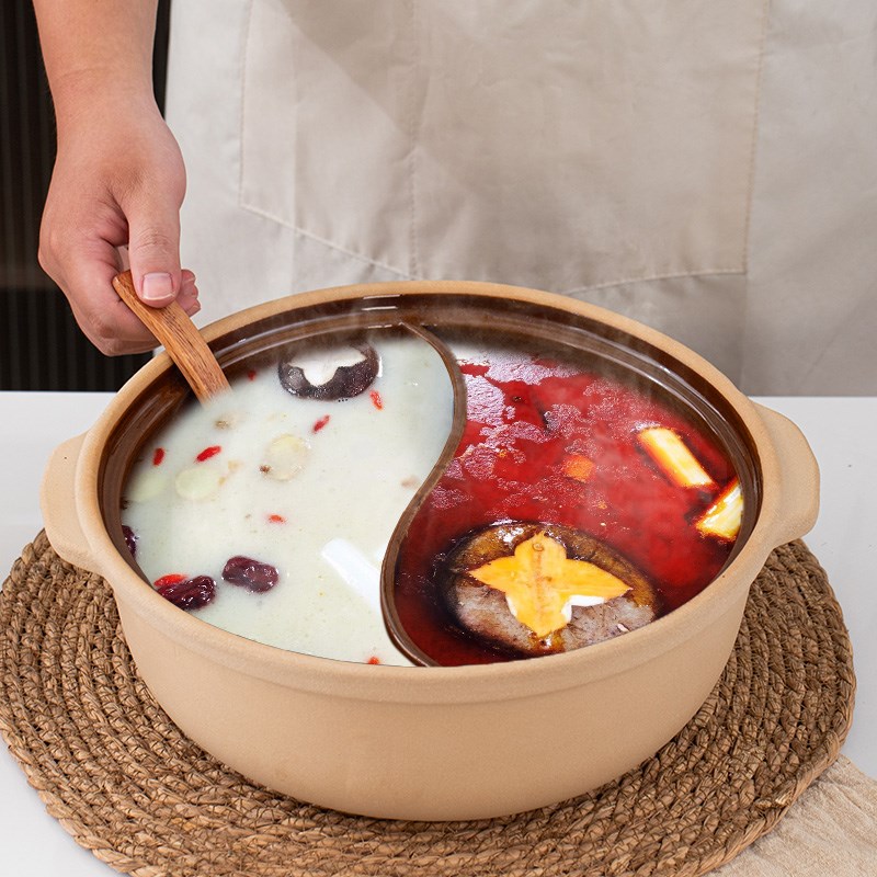 老式陶瓷鸳鸯砂锅串串香火锅盆商用明火耐高温干烧不裂电陶炉专用