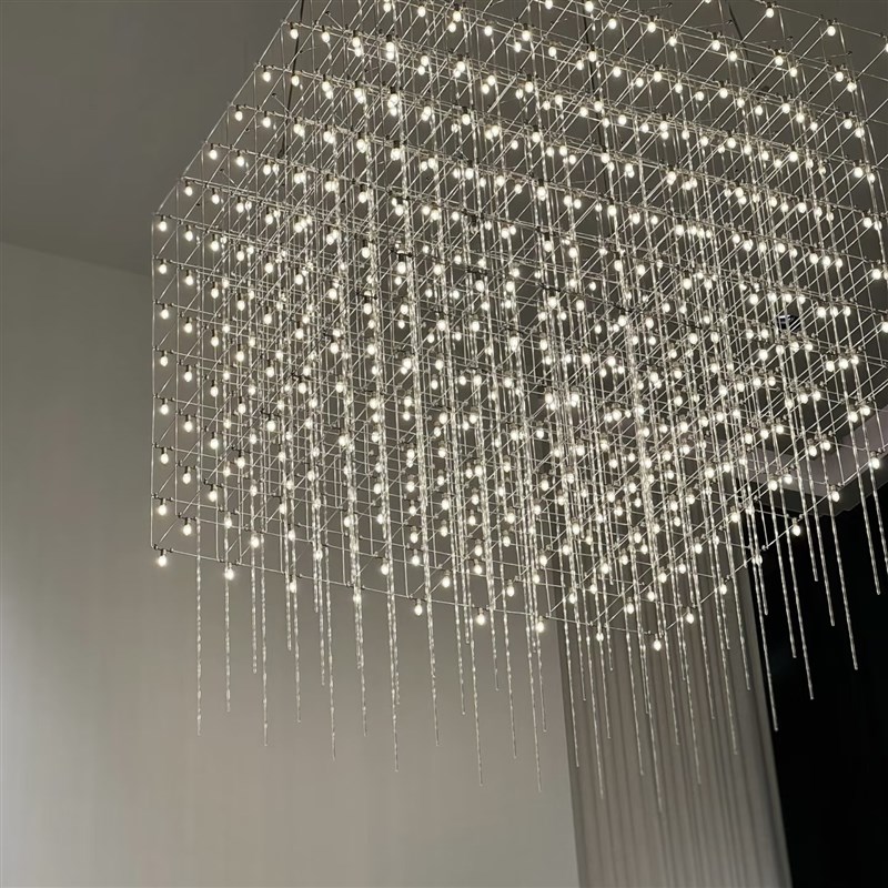 别墅客厅挑空大吊灯楼梯间loft复式楼自建房高级感满天星中空吊灯