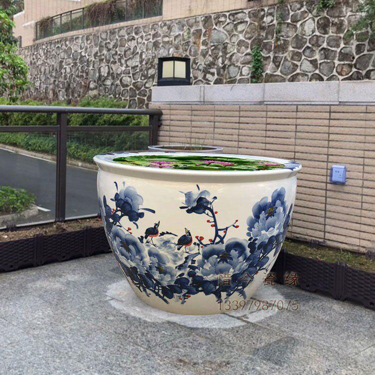陶瓷水缸荷花睡莲缸阳台室外鱼缸庭院花盆大号特大锦鲤缸大型一米