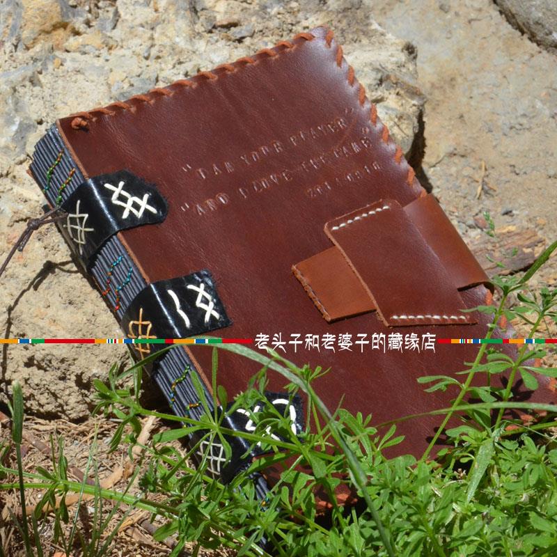 原创复古疯马皮记事本子 DIY手工定制牛皮本随身旅行手账本A5