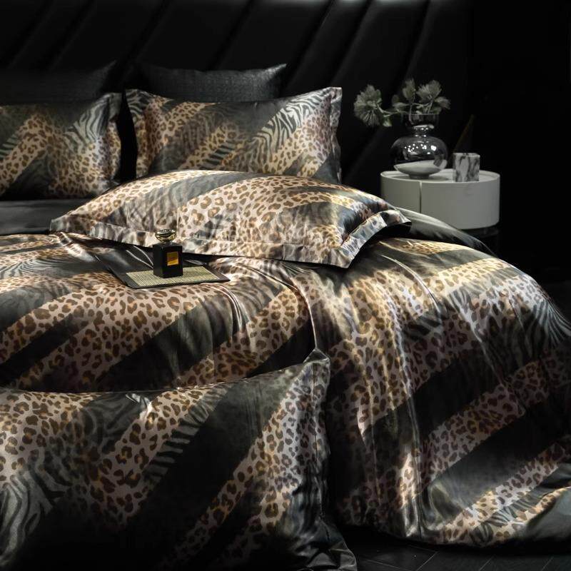 夏季豹纹水洗真丝被套单件200x230冰丝被单逆爱同款天丝被罩定制