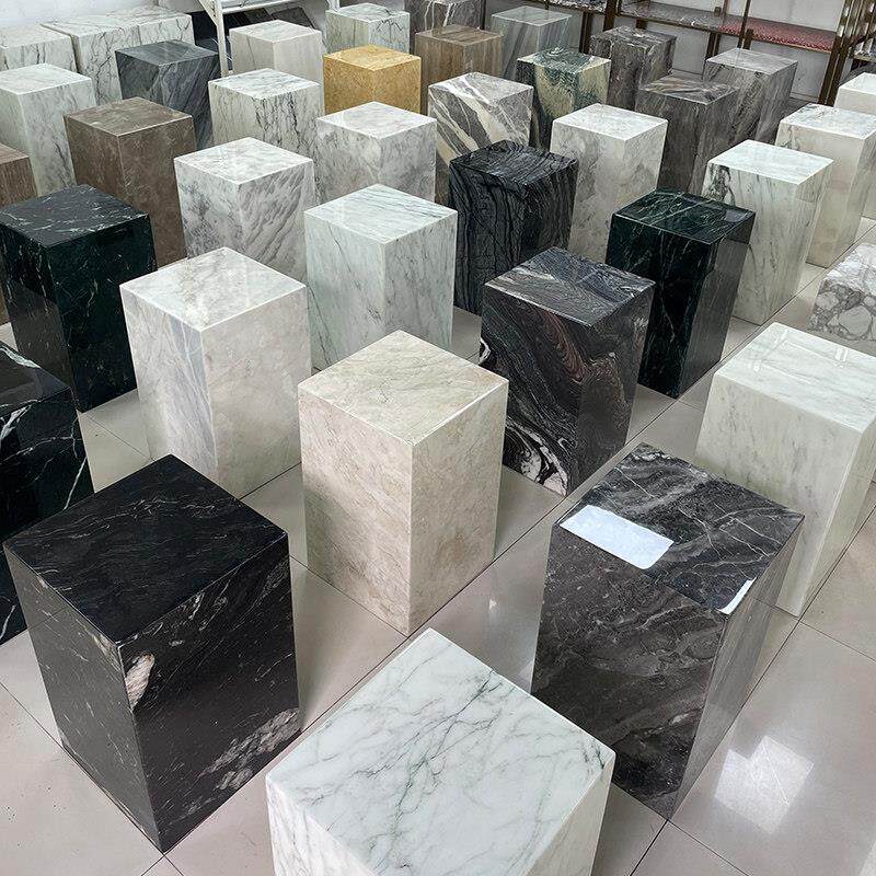 天然大理石展示底座简约现代风格高端花架客厅落地装饰可定制石材
