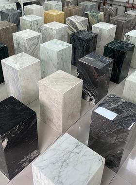 天然大理石展示底座简约现代风格高端花架客厅落地装饰可定制石材