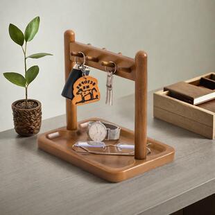 玄关放钥匙摆件实木托盘鞋柜进门口入户收纳盒杂物挂件架置物架