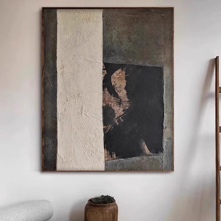 侘寂风《慈泽》挂画 划客厅艺术背景墙壁高端抽象玄关肌理感装饰