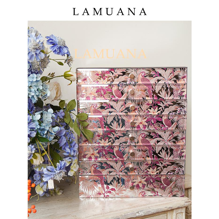 LAMUANA粉色雨林超大号的法式高级首饰盒轻奢饰品盒收纳盒珠宝盒