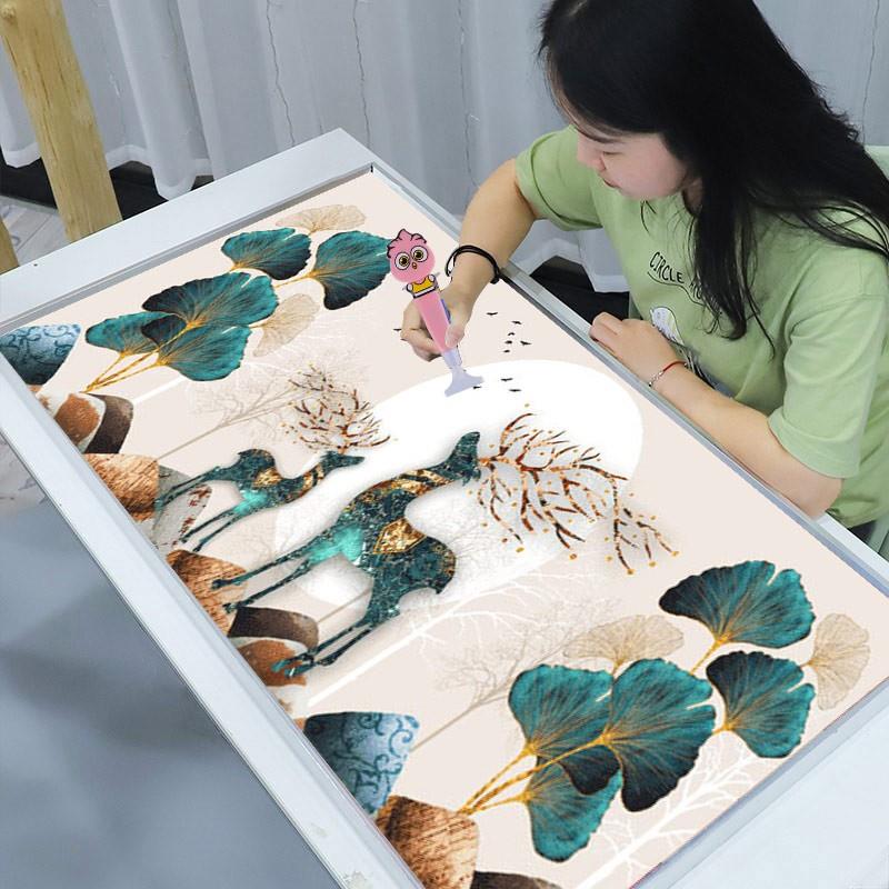 5D钻石画2024年新款满钻客厅发财鹿家大业大手工粘点砖贴画十字绣