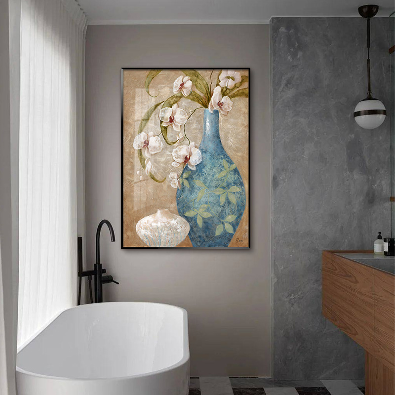 花卉卫生间装饰画防水免钉挂画洗手间厕所创意壁画酒店浴室画晶瓷图片