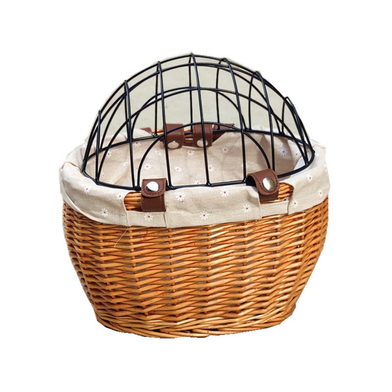 电动车狗狗座椅藤编自行车篮子宠物笼猫狗车篮筐娄购物篮子编织框