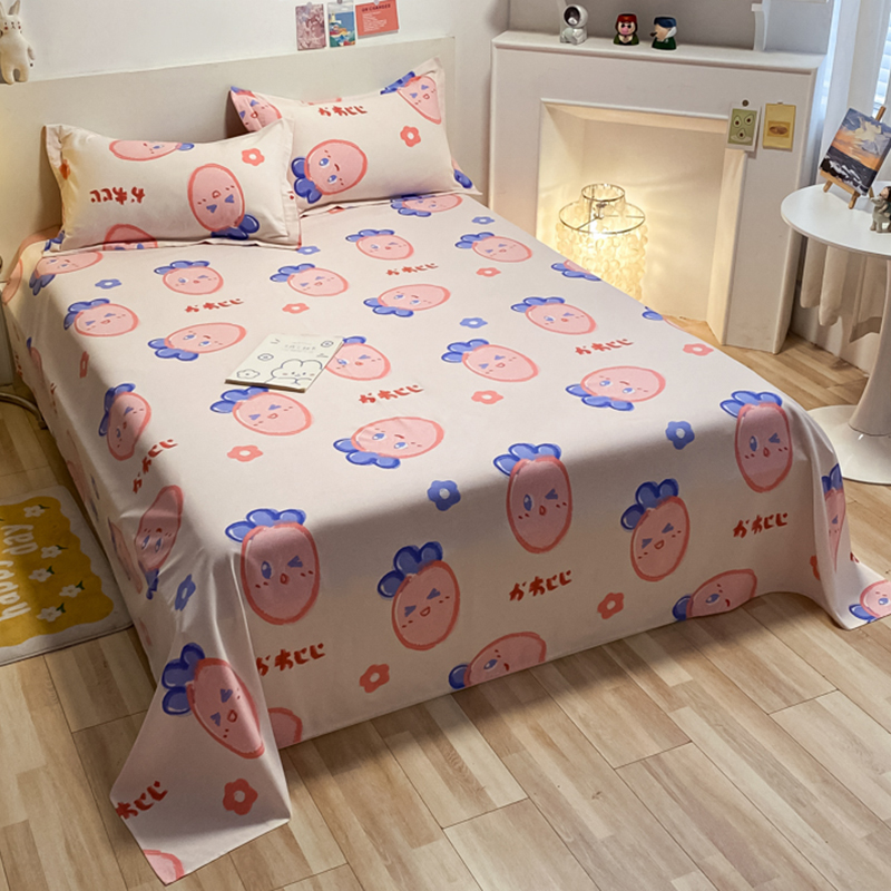 花卉全棉磨毛床单单件四季通用加厚纯棉单人宿舍被单枕套三件套冬