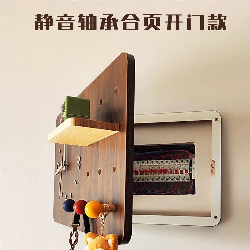 2025新款中古风电表箱装饰画洞洞板带钟表遮挡时钟配电箱盖板挂钟