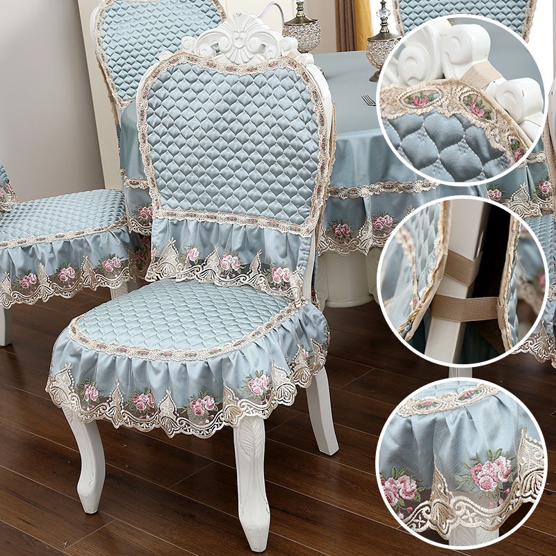 欧式餐椅套餐桌套椅垫桌椅套布艺套装圆桌套罩家用圆形餐桌椅套罩
