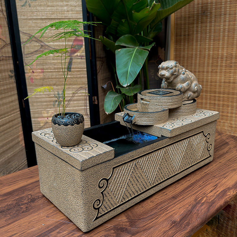 流水摆件循环水貔貅招财