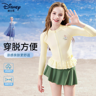 游泳衣中大童泳装 迪士尼儿童泳衣女童2025新款 女孩带胸垫分体长袖