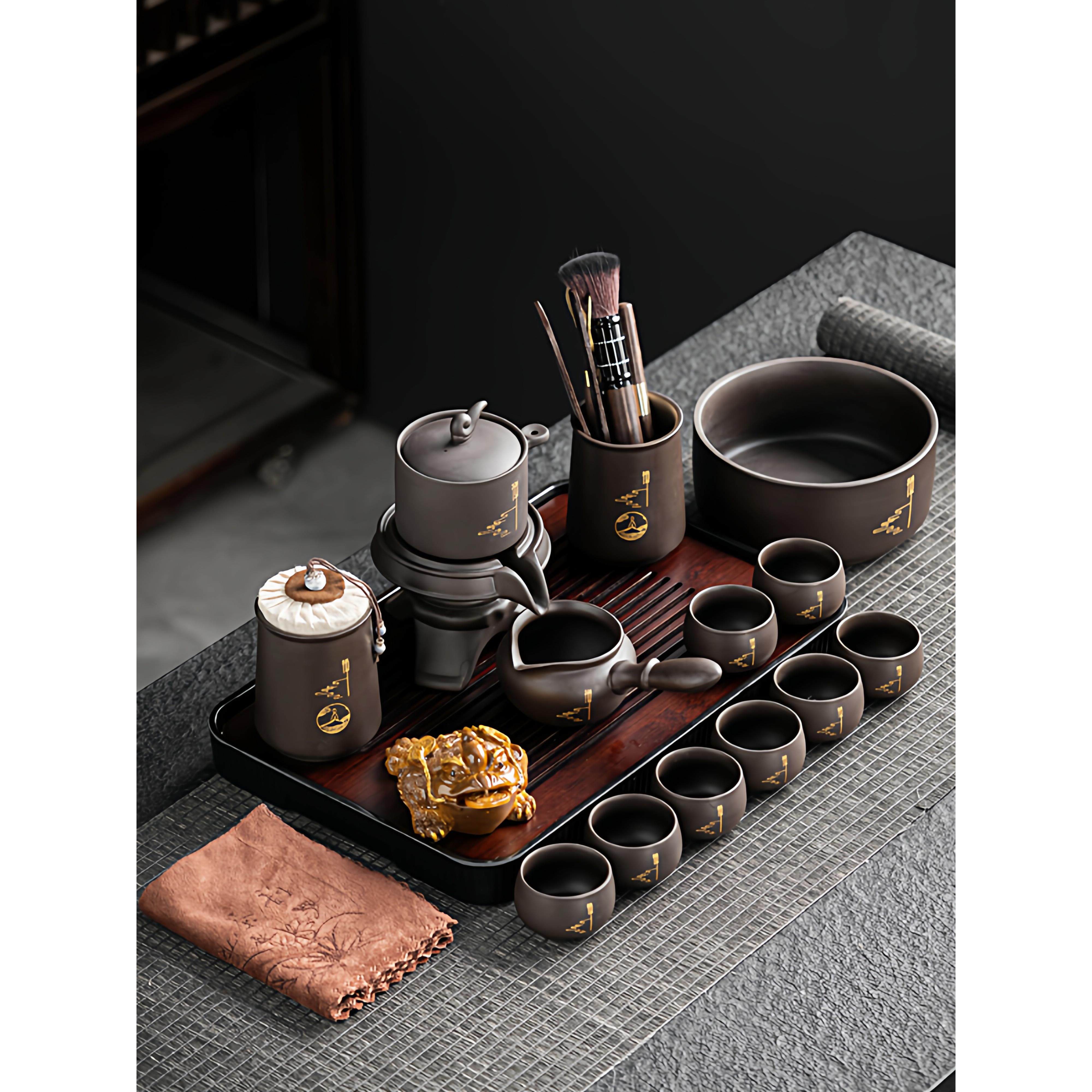 紫砂自动茶具套装2025新款家用功夫茶具套装办公室会客泡茶壶茶杯