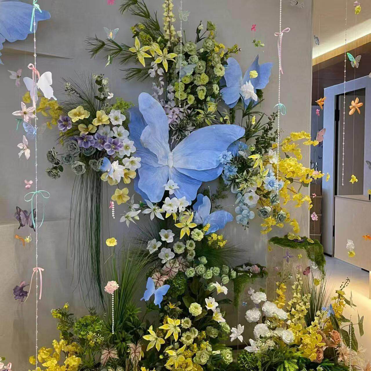 莫奈花园仿真玫瑰绢花窗瀑婚礼布置网红打卡门店橱窗超仙道具花海