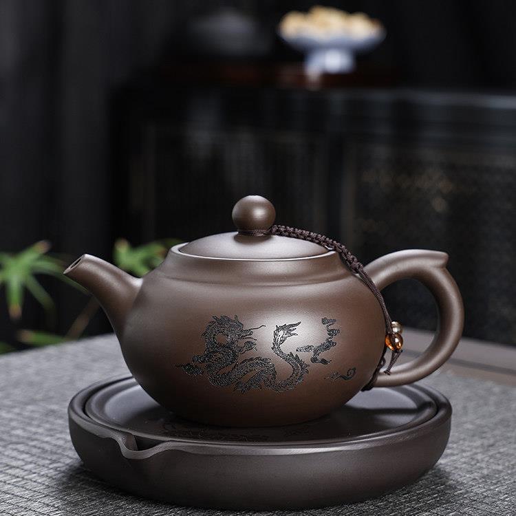 紫砂茶壶大容量西施壶2025新款描金紫砂壶茶杯一壶二杯礼盒装定制