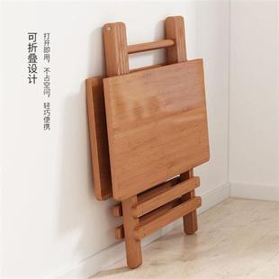 竹子可折叠桌子家用户外吃饭小户型简易圆桌楠竹餐桌正方形饭桌