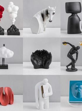 现代简约样板间样品屋展示中心书架书柜书本装饰品摆件抽象艺术雕