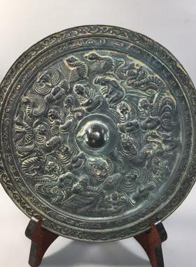 纯铜大号仿古做旧青铜镜老镜子工艺品摆件玄关卧室装饰品影视道具