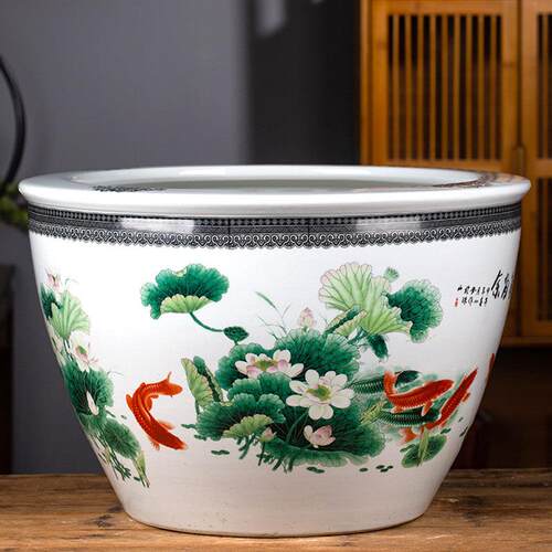 景德镇景德镇陶瓷金鱼缸养荷花睡莲盆乌龟锦鲤书画缸特大号水缸
