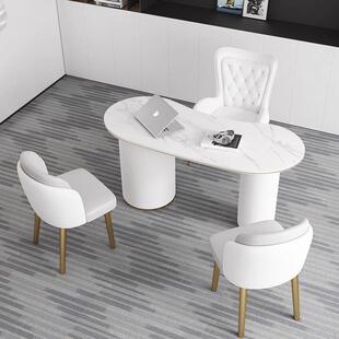 轻奢网红美容院医美咨询室接待桌椅顾问间洽谈岩板电脑桌会客办公