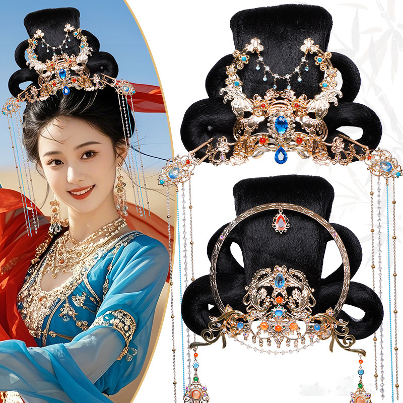 古装造型发包古风飞天发髻敦煌风舞蹈演出假发大发冠发饰组合套装,美发护发/假发,演出假发,淘宝优惠券,粉丝福利购,淘宝优惠卷