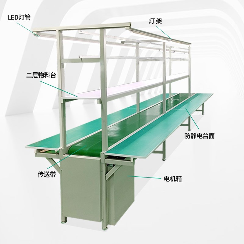 工厂生产线车间防静电自动化流水线输送带铝型材输送机打包工作台