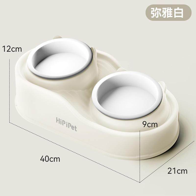 跨境宠物用品粮水分区萌猫陶瓷双碗防打翻猫碗饮水食盆狗碗宠爆款