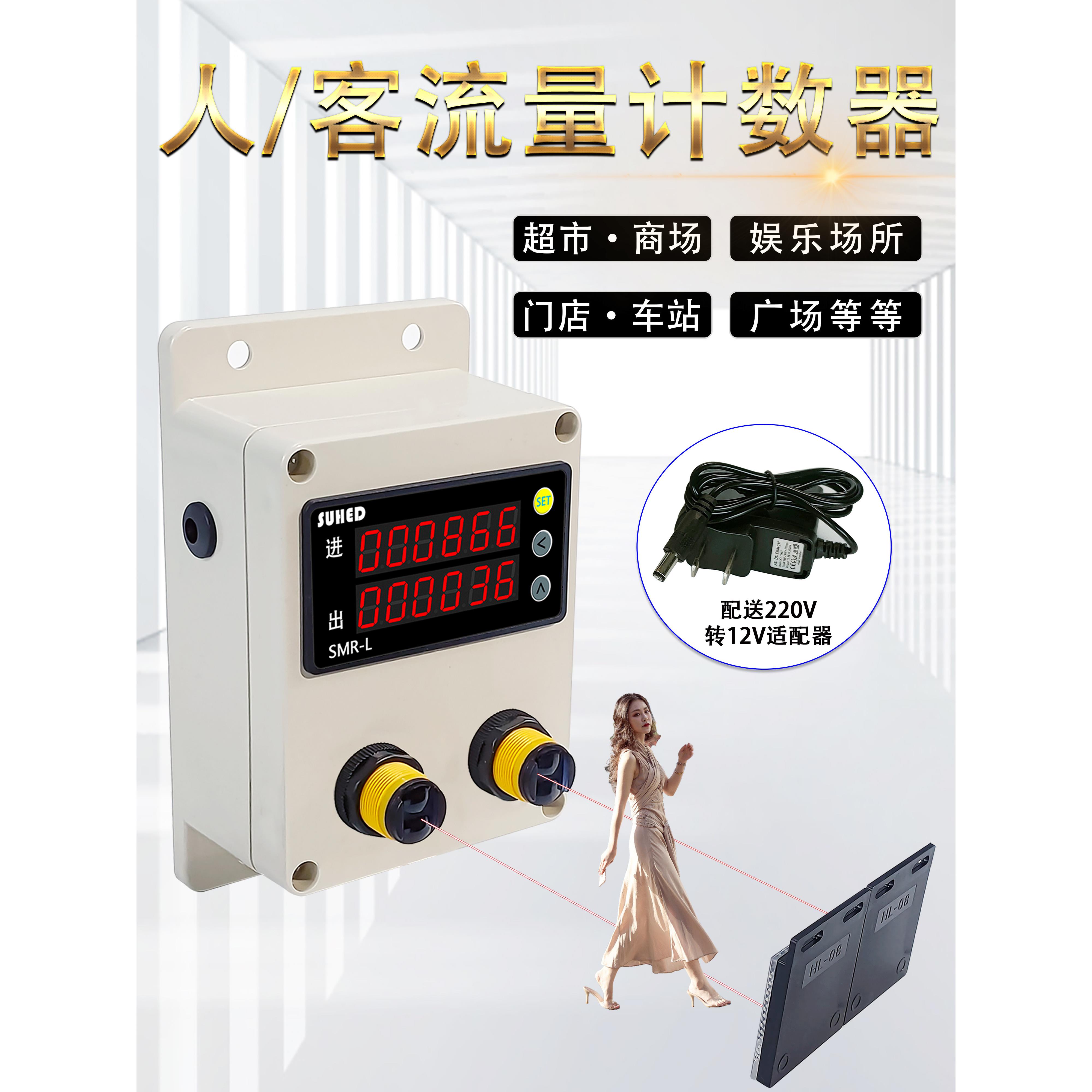 红外线自动感应店客流计数器客流人流测量人数统计人员进出计数