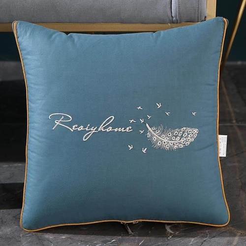 全棉纯棉抱枕被子轻奢款纯色绣花工艺车载办公室午休靠垫空调夏被