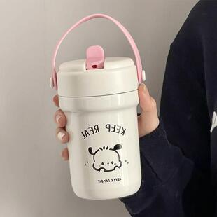 可爱学生儿童水杯子 帕恰狗保温杯女生高颜值吸管316不锈钢手提式
