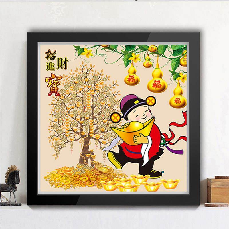 招财进宝钻石画满钻财神爷贴点钻十字绣小幅新款客厅发财树砖石绣,居家布艺,钻石绣,淘宝优惠券,粉丝福利购,淘宝优惠卷