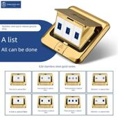 不锈钢拉丝金弹起式 地插双口LC光纤6类网络 SC光纤网络网口地插座