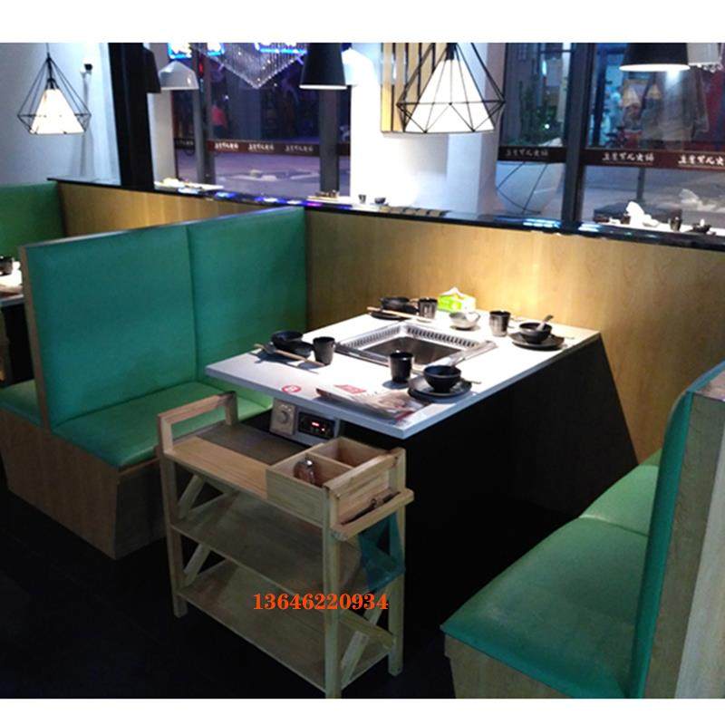 无烟净化火锅桌商用大理石火锅桌子海底捞升降下排烟自吸烟火锅桌