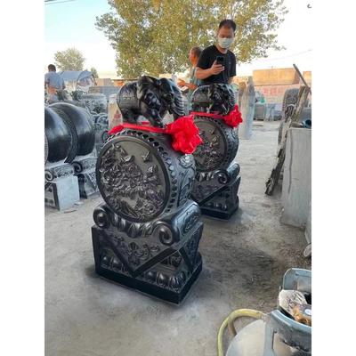 石雕门墩抱鼓石一对家用门口摆件石狮子大象麒麟彷古青石石鼓石墩
