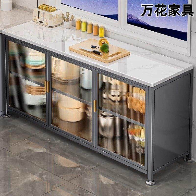 岩板厨房置物架落地多层对开门岩板收纳柜多功能微波炉烤箱储物柜,厨房/烹饪用具,微波炉置物架,淘宝优惠券,粉丝福利购,淘宝优惠卷