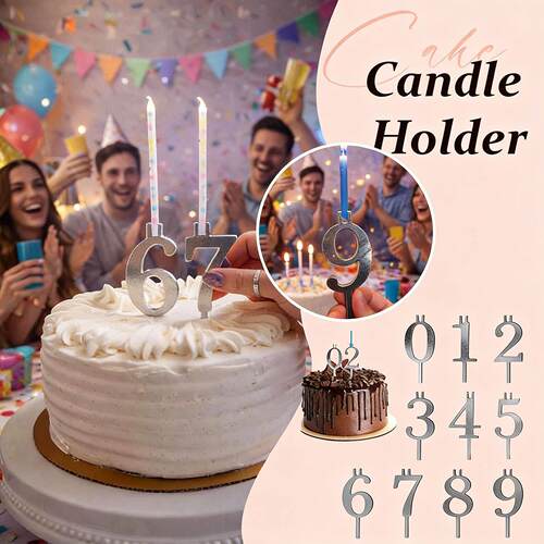 跨境数字生日蛋糕蜡烛台装饰套装Digital Cake Candle Holder Set