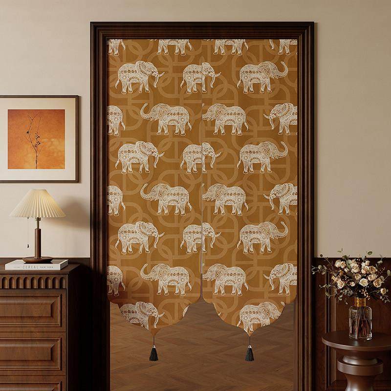 门帘客厅隔间遮挡帘中古风高级感厨房卧室家用化妆室防隐私半帘